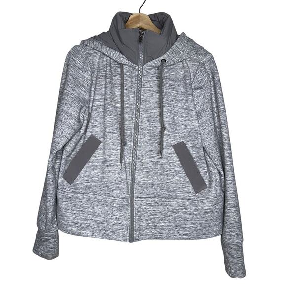 Athleta Sweat Tech Hoodie Grey Heather Size Medium Pockets Hooded - Picture 1 of 7
